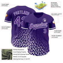 Charger l&#39;image dans la galerie, Custom Purple White 3D Pattern Design Leopard Print Fade Fashion Authentic Baseball Jersey
