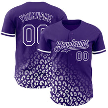 Charger l&#39;image dans la galerie, Custom Purple White 3D Pattern Design Leopard Print Fade Fashion Authentic Baseball Jersey
