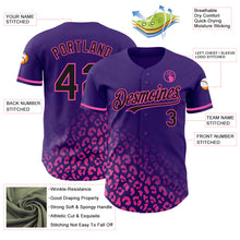 Load image into Gallery viewer, Custom Purple Black-Pink 3D Pattern Design Leopard Print Fade Fashion Authentic Baseball Jersey
