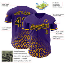 Charger l&#39;image dans la galerie, Custom Purple Black-Gold 3D Pattern Design Leopard Print Fade Fashion Authentic Baseball Jersey
