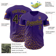 Charger l&#39;image dans la galerie, Custom Purple Black-Old Gold 3D Pattern Design Leopard Print Fade Fashion Authentic Baseball Jersey
