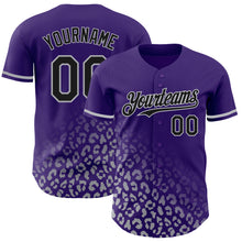 Charger l&#39;image dans la galerie, Custom Purple Black-Gray 3D Pattern Design Leopard Print Fade Fashion Authentic Baseball Jersey
