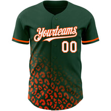 Загрузить изображение в средство просмотра галереи, Custom Green White-Orange 3D Pattern Design Leopard Print Fade Fashion Authentic Baseball Jersey
