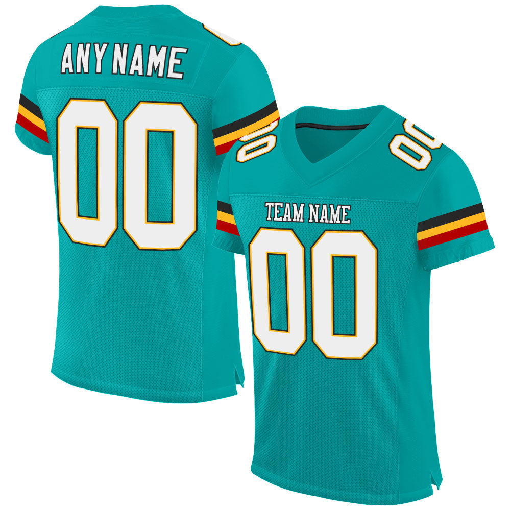 Cheap Custom Aqua White-Gold Mesh Authentic Football Jersey Free Shipping –  CustomJerseysPro