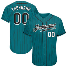 Charger l&#39;image dans la galerie, Custom Teal Black Pinstripe Black-White Authentic Baseball Jersey
