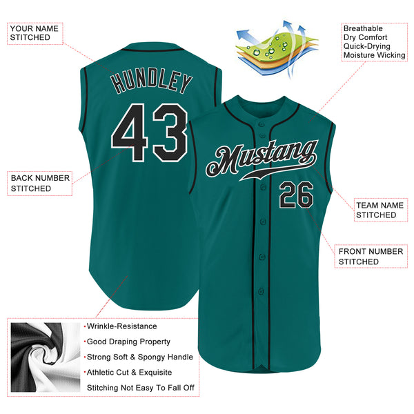Cheap Custom Aqua Black-White Authentic Sleeveless Baseball Jersey Free  Shipping – CustomJerseysPro