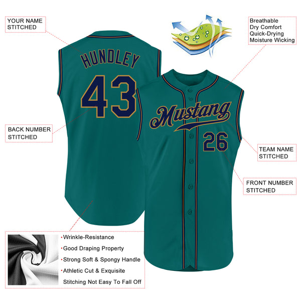 Cheap Custom Light Blue Navy-Aqua Authentic Sleeveless Baseball Jersey Free  Shipping – CustomJerseysPro