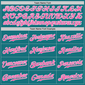 Custom Teal Pink-White Authentic Baseball Jersey