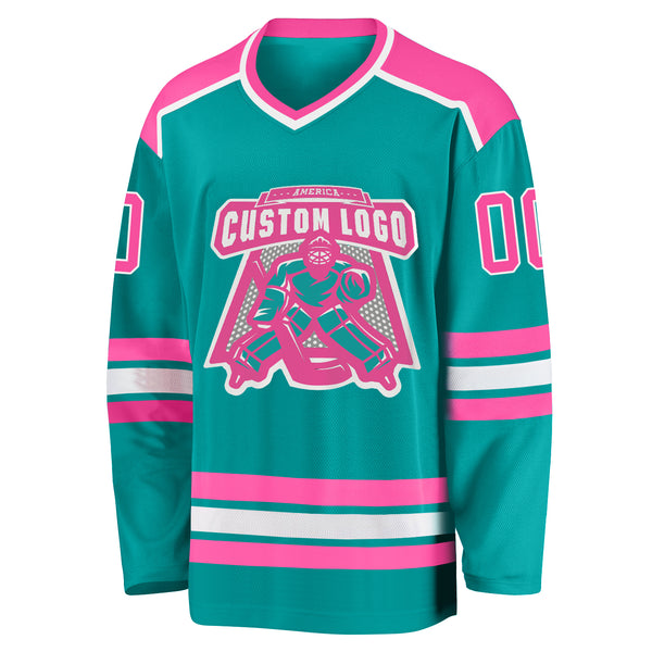 Cheap Custom Pink White-Green Hockey Jersey Free Shipping – CustomJerseysPro