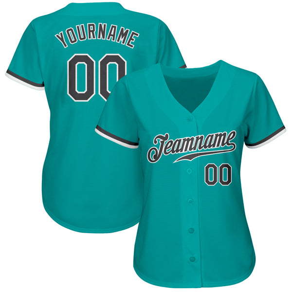 Cheap Custom Aqua Dark Gray-White Authentic Baseball Jersey Free