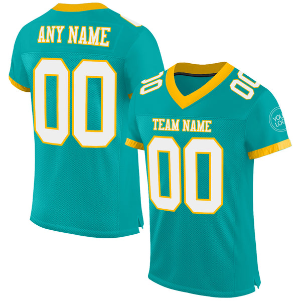 Cheap Custom Aqua White-Gold Mesh Authentic Football Jersey Free Shipping –  CustomJerseysPro