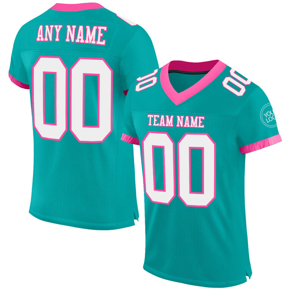 Cheap Custom Green White-Pink Mesh Authentic Football Jersey Free Shipping  – CustomJerseysPro