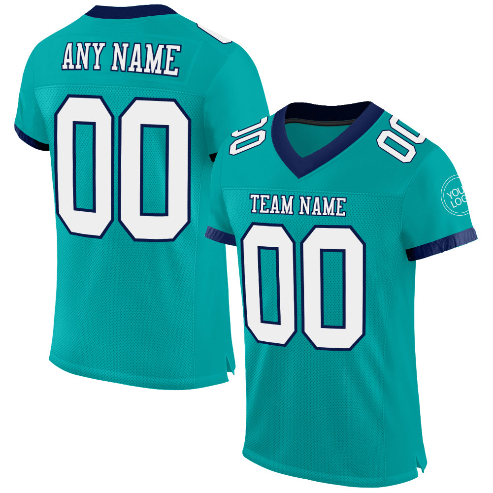 Cheap Custom Navy Aqua-White Mesh Authentic Football Jersey Free Shipping –  CustomJerseysPro