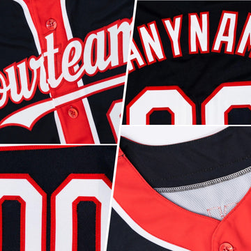 Custom Black White-Red 3 Colors Arm Shapes Authentic Baseball Jersey