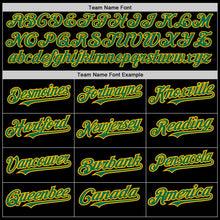 Load image into Gallery viewer, Custom Black Kelly Green-Gold 3 Colors Arm Shapes Authentic Baseball Jersey
