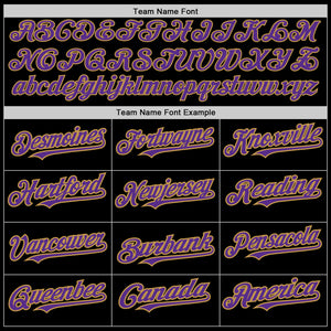 Custom Black Purple-Old Gold 3 Colors Arm Shapes Authentic Baseball Jersey