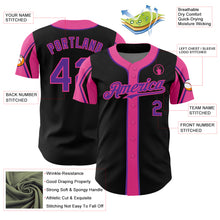 Загрузить изображение в средство просмотра галереи, Custom Black Purple-Pink 3 Colors Arm Shapes Authentic Baseball Jersey
