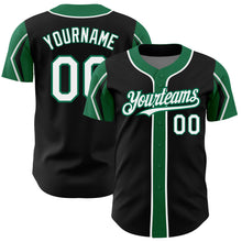 Загрузить изображение в средство просмотра галереи, Custom Black White-Kelly Green 3 Colors Arm Shapes Authentic Baseball Jersey
