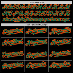 Custom Black Kelly Green-Orange 3 Colors Arm Shapes Authentic Baseball Jersey