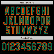 Load image into Gallery viewer, Custom Black Kelly Green-Orange 3 Colors Arm Shapes Authentic Baseball Jersey
