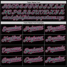 Load image into Gallery viewer, Custom Black Kelly Green-Pink 3 Colors Arm Shapes Authentic Baseball Jersey
