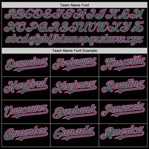 Custom Black Kelly Green-Pink 3 Colors Arm Shapes Authentic Baseball Jersey