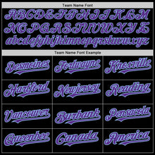 Загрузить изображение в средство просмотра галереи, Custom Black Purple-Light Blue 3 Colors Arm Shapes Authentic Baseball Jersey
