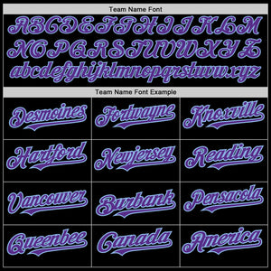 Custom Black Purple-Light Blue 3 Colors Arm Shapes Authentic Baseball Jersey