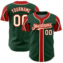 Charger l&#39;image dans la galerie, Custom Green Cream-Red 3 Colors Arm Shapes Authentic Baseball Jersey
