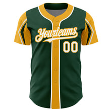 Charger l&#39;image dans la galerie, Custom Green White-Gold 3 Colors Arm Shapes Authentic Baseball Jersey
