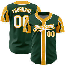 Charger l&#39;image dans la galerie, Custom Green White-Gold 3 Colors Arm Shapes Authentic Baseball Jersey
