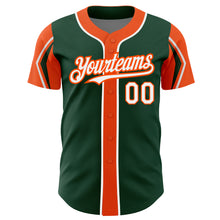 Загрузить изображение в средство просмотра галереи, Custom Green White-Orange 3 Colors Arm Shapes Authentic Baseball Jersey
