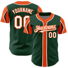 Загрузить изображение в средство просмотра галереи, Custom Green White-Orange 3 Colors Arm Shapes Authentic Baseball Jersey
