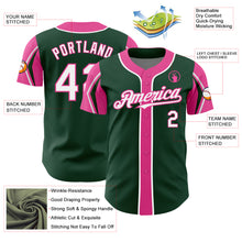 Charger l&#39;image dans la galerie, Custom Green White-Pink 3 Colors Arm Shapes Authentic Baseball Jersey
