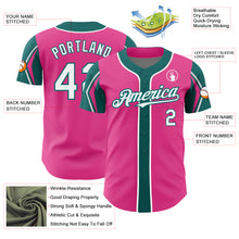 Charger l&#39;image dans la galerie, Custom Pink White-Teal 3 Colors Arm Shapes Authentic Baseball Jersey
