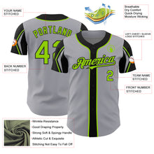 Load image into Gallery viewer, Custom Gray Neon Green-Black 3 Colors Arm Shapes Authentic Baseball Jersey
