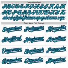 Charger l&#39;image dans la galerie, Custom White Teal-Navy 3 Colors Arm Shapes Authentic Baseball Jersey
