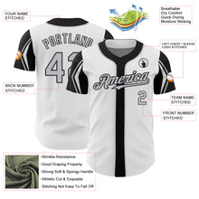 Load image into Gallery viewer, Custom White Gray-Black 3 Colors Arm Shapes Authentic Baseball Jersey
