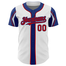 Charger l&#39;image dans la galerie, Custom White Red-Royal 3 Colors Arm Shapes Authentic Baseball Jersey
