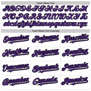 Custom White Purple-Black 3 Colors Arm Shapes Authentic Baseball Jersey