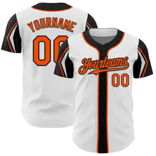 Загрузить изображение в средство просмотра галереи, Custom White Orange-Black 3 Colors Arm Shapes Authentic Baseball Jersey
