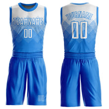 Load image into Gallery viewer, Custom Powder Blue White Round Neck Sublimation Basketball Suit Jersey
