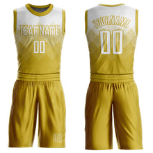 Load image into Gallery viewer, Custom Old Gold White Round Neck Sublimation Basketball Suit Jersey
