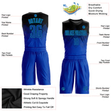 Load image into Gallery viewer, Custom Black Royal-Light Blue Round Neck Sublimation Basketball Suit Jersey
