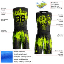 Load image into Gallery viewer, Custom Black Neon Green Round Neck Sublimation Basketball Suit Jersey
