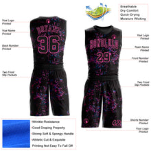 Load image into Gallery viewer, Custom Black Pink Round Neck Sublimation Basketball Suit Jersey
