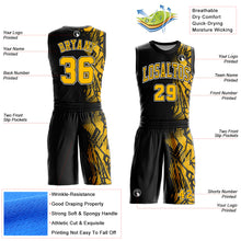 Load image into Gallery viewer, Custom Black Gold-White Round Neck Sublimation Basketball Suit Jersey
