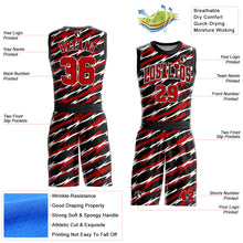 Load image into Gallery viewer, Custom Black Red-White Round Neck Sublimation Basketball Suit Jersey
