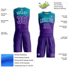 Load image into Gallery viewer, Custom Purple Teal-White Round Neck Sublimation Basketball Suit Jersey
