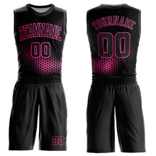 Load image into Gallery viewer, Custom Black Pink Round Neck Sublimation Basketball Suit Jersey
